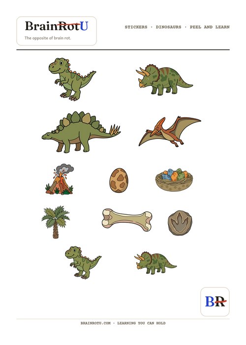 Dinosaur sticker sheet